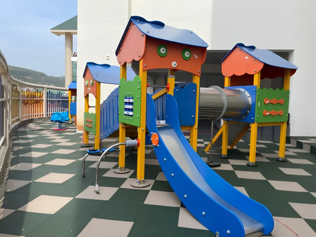School playground at BDW International School with modern outdoor play equipment