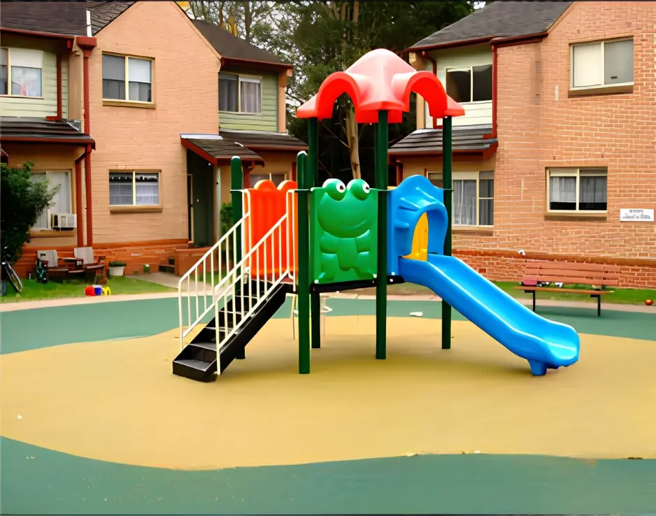 Playground installation at Morling College Australia with modern outdoor play equipment