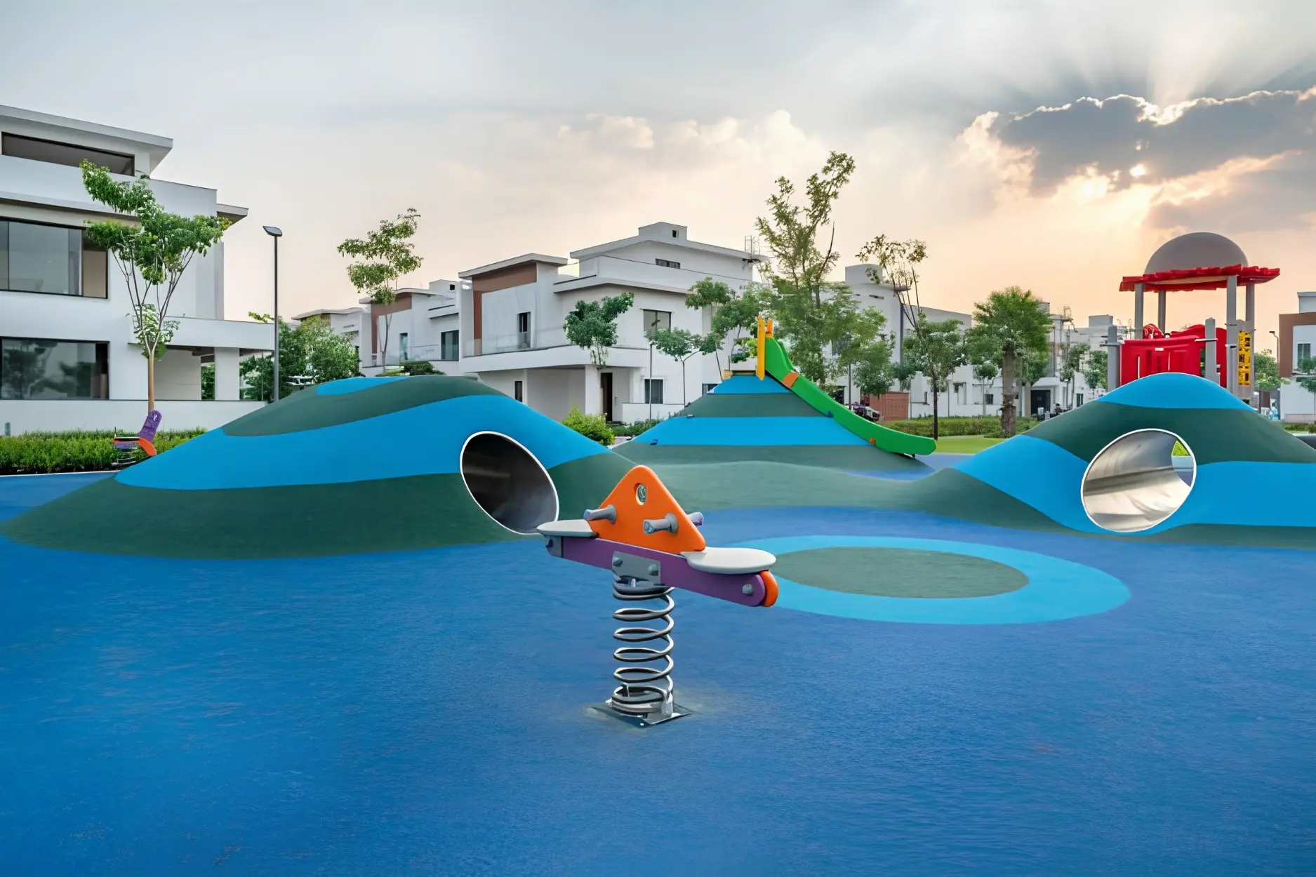 Kids play area at Vessella Meadows Hyderabad with modern playground equipment